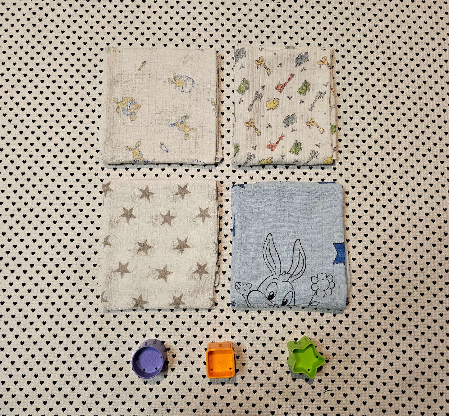 4er-Pack Mulltücher/Nuscheli, Masse ca. 70 x 70 cm