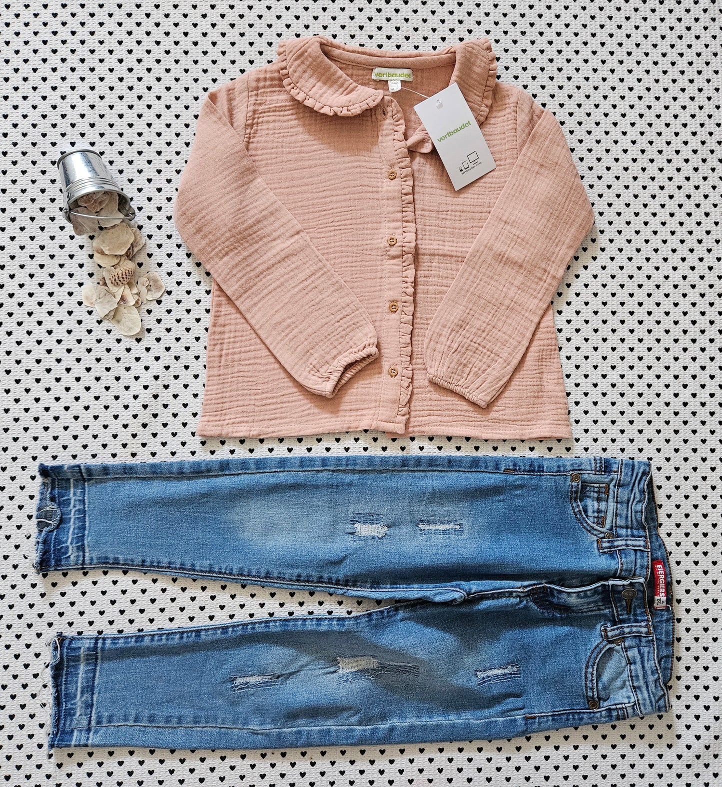 Kids | Mädchen | Set: Bluse aus Musselin und Jeanshose, Gr. 104