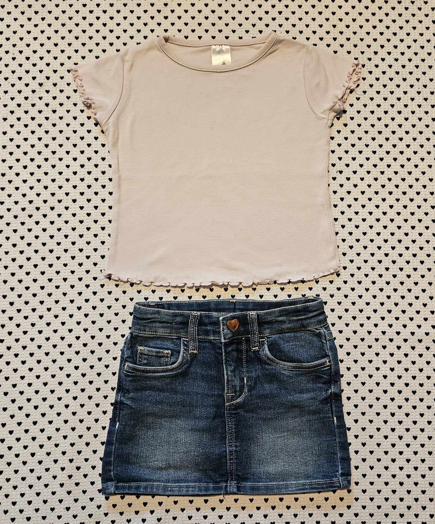 Minis Mädchen | Set: T-Shirt und Jeansjupe, Gr. 92