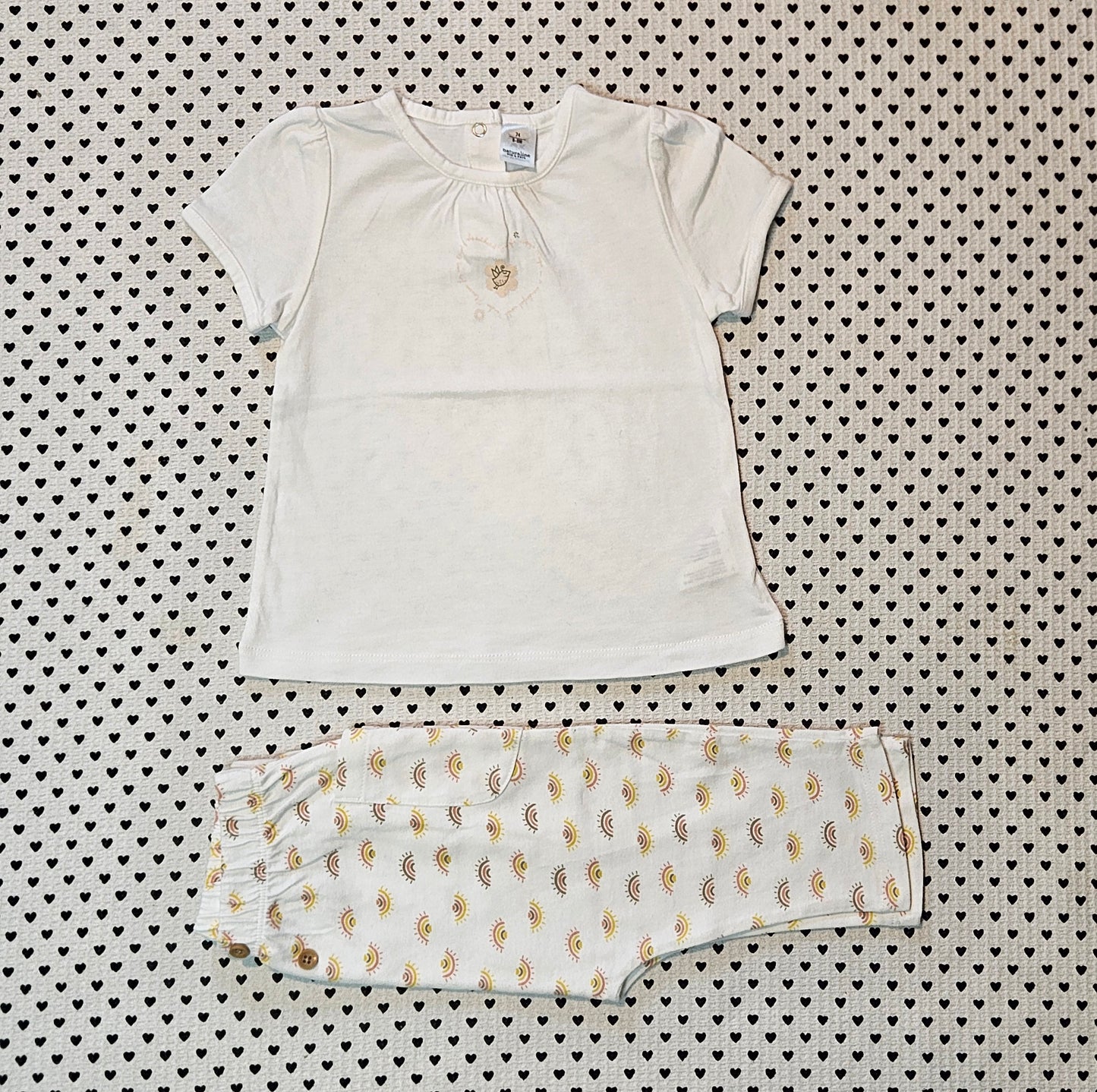 Minis Mädchen | Set: T-Shirt von Naturaline und Trainerhose von La Redoute, Gr. 74