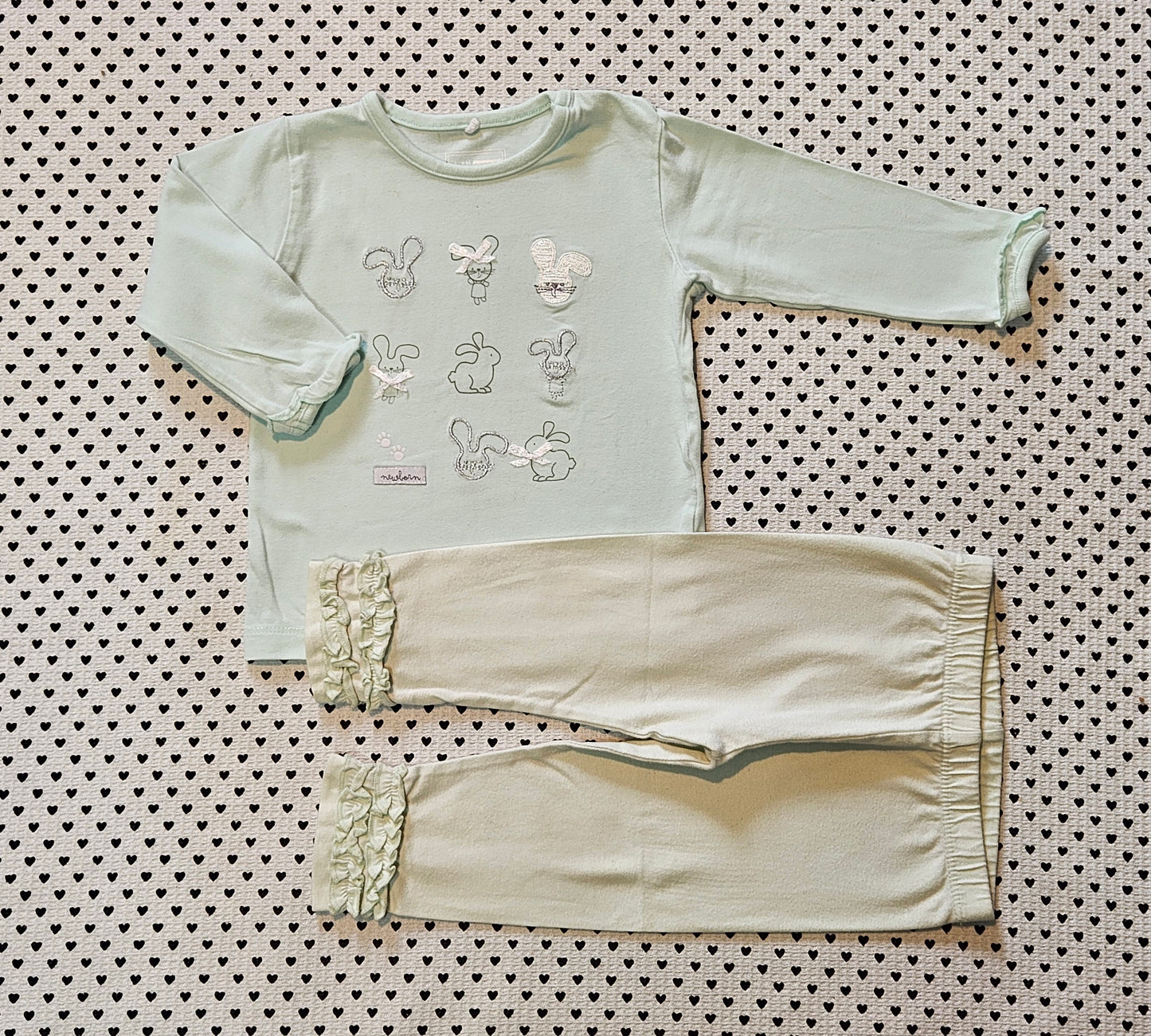 Minis Mädchen | Set: Langarmshirt von Name it und Leggings von Smile, Gr. 74