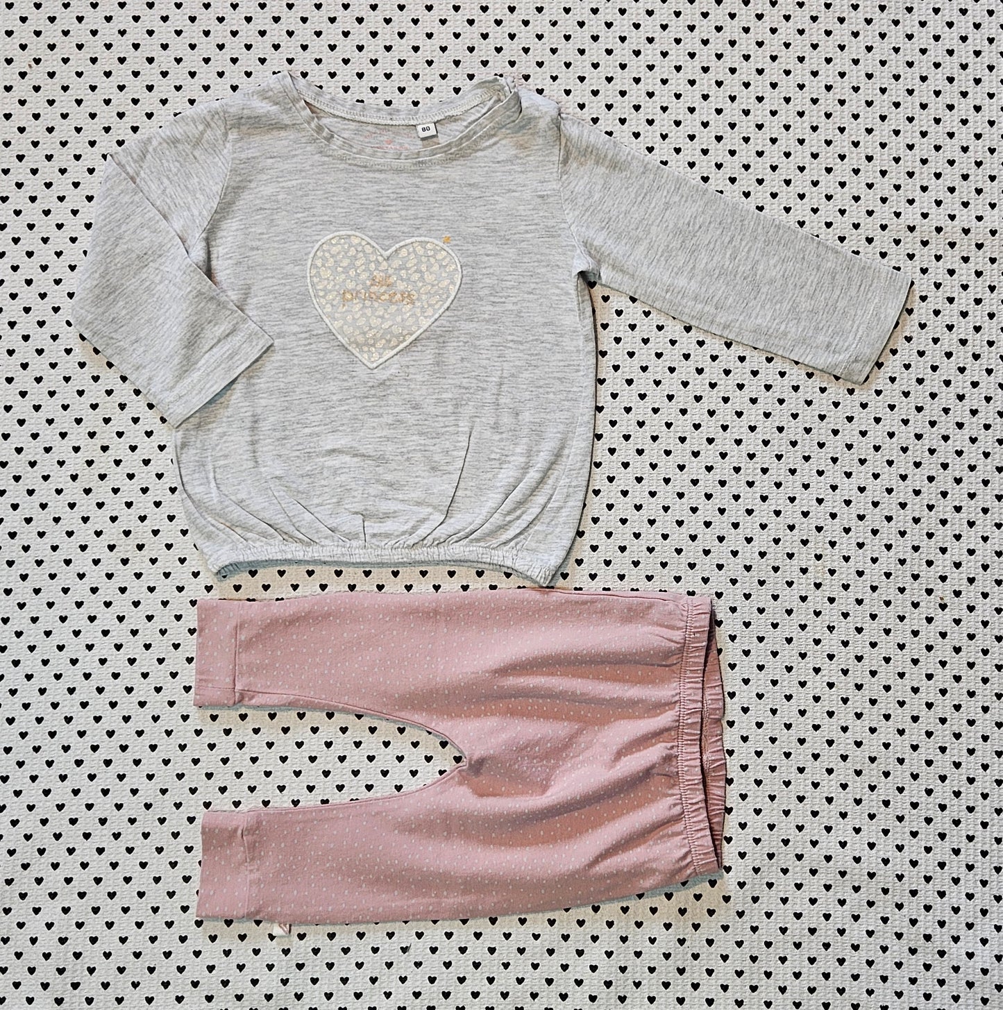 Minis Mädchen | Set: Langarmshirt von Tom Tailor und Leggings von Next, Gr. 74
