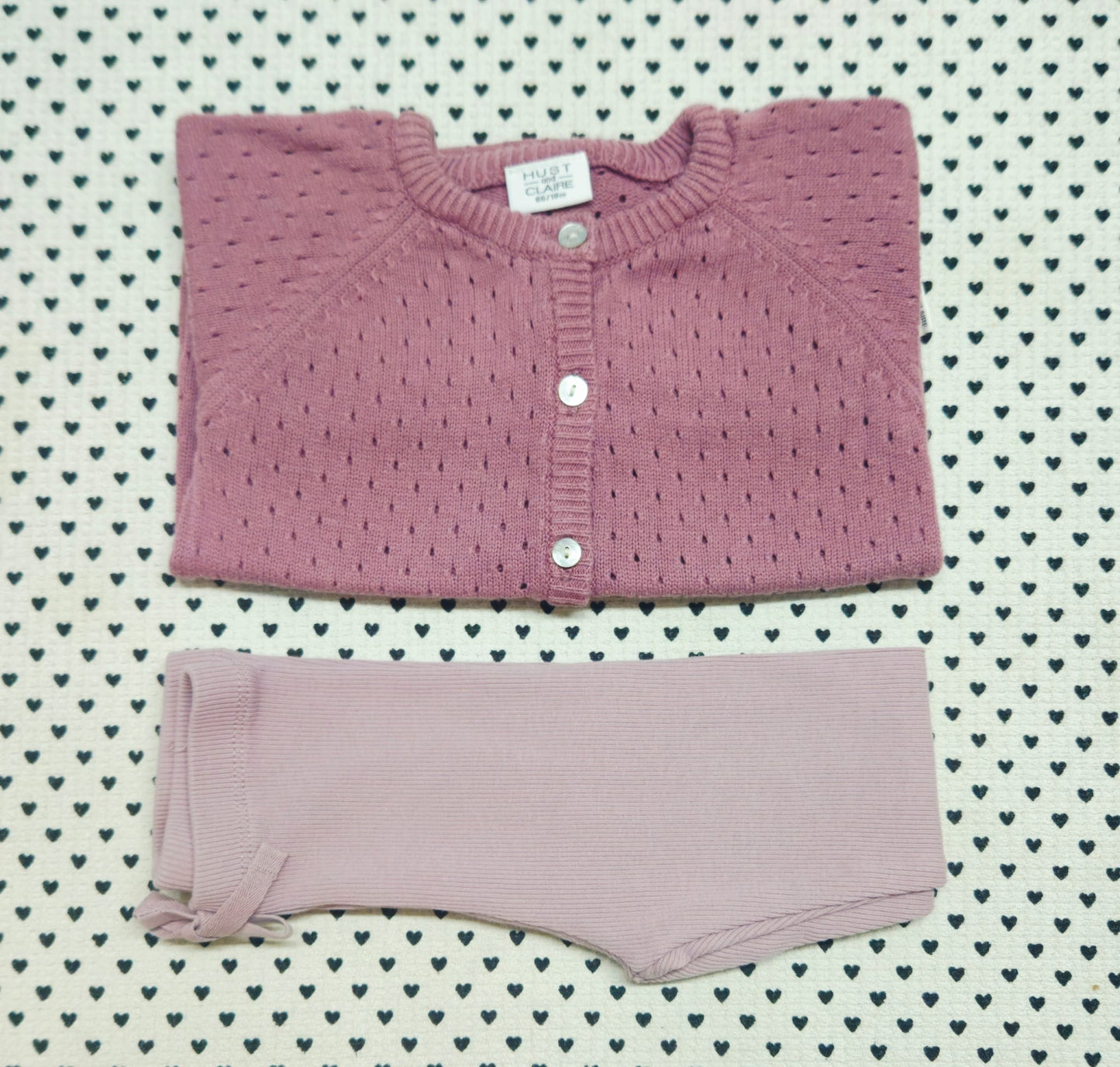 Minis Mädchen | 2-tlg. Set: Strickjacke (Hust & Claire) und Leggings (Zara), Gr. 80/86