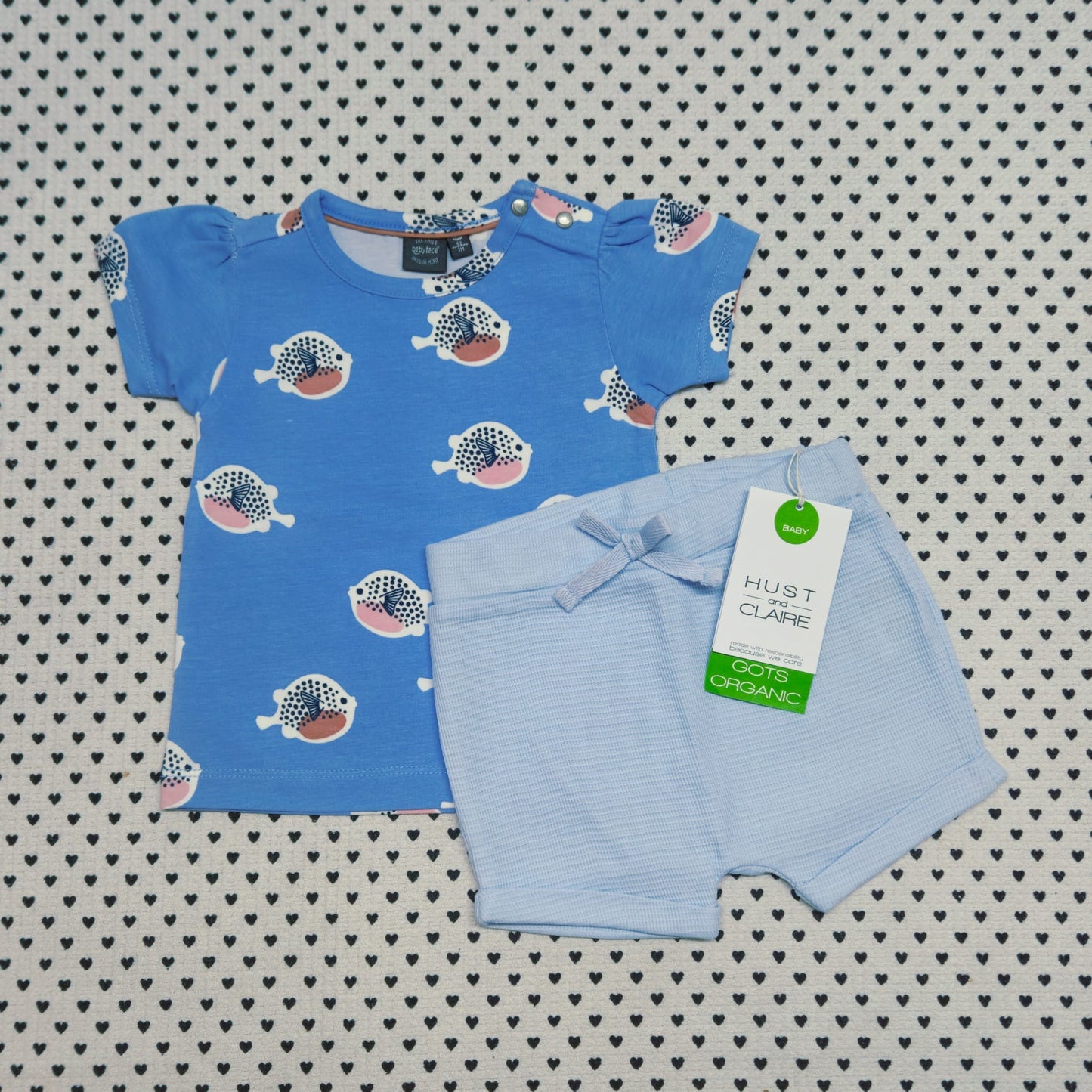 Minis Mädchen | 2-tlg. Set: T-Shirt (Babyface) und Shorts (Hust & Claire), Gr. 62
