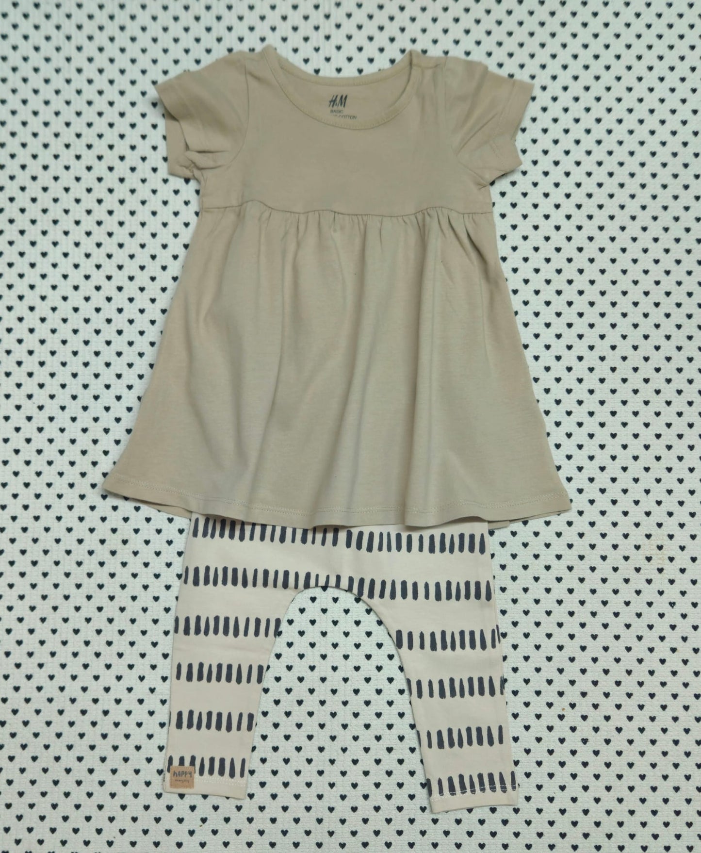 Minis Mädchen | 2-tlg. Set: Kleid (Zara) und Leggings (Next), Gr. 74