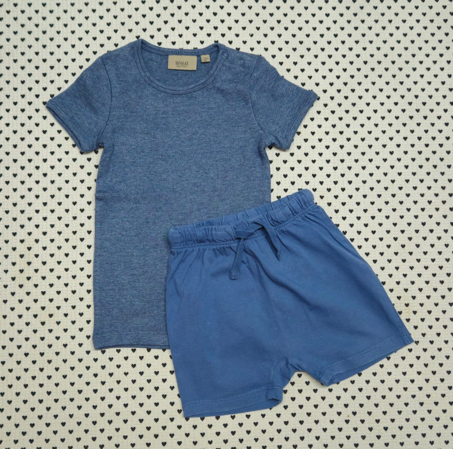 Minis Junge | Unisex | 2-tlg. Set: T-Shirt (Wheat) und Shorts (H&M), Gr. 80
