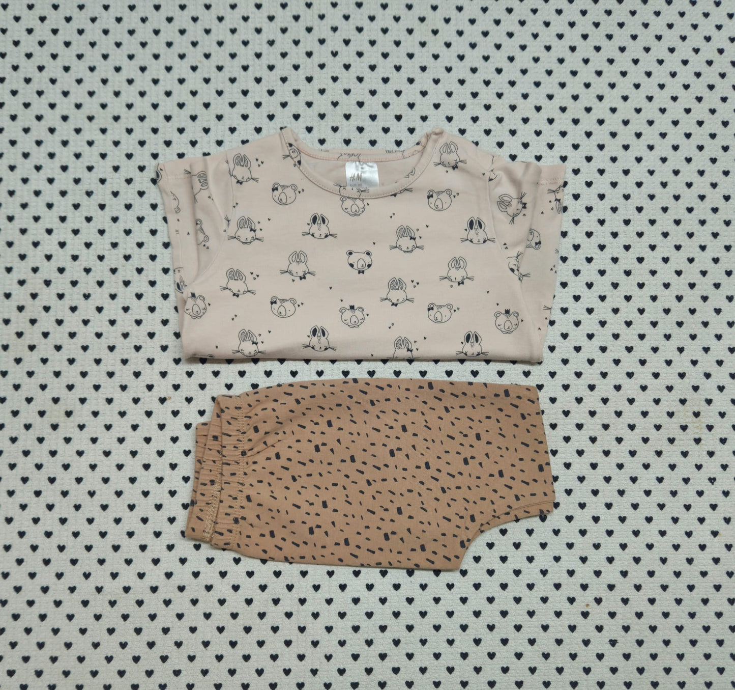 Minis Mädchen | 2-tlg. Set: Langarmshirt (H&M) und Leggings (Next), Gr. 74