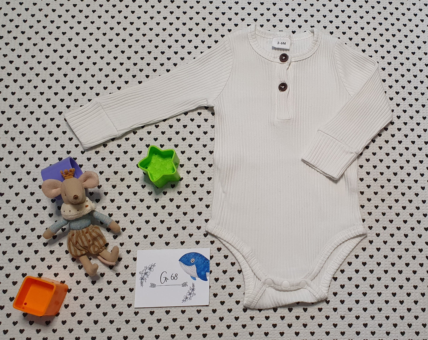 Minis Junge | Unisex | Body Langarm, gerippt mit Henley Ausschnitt, von Patpat, Gr. 68