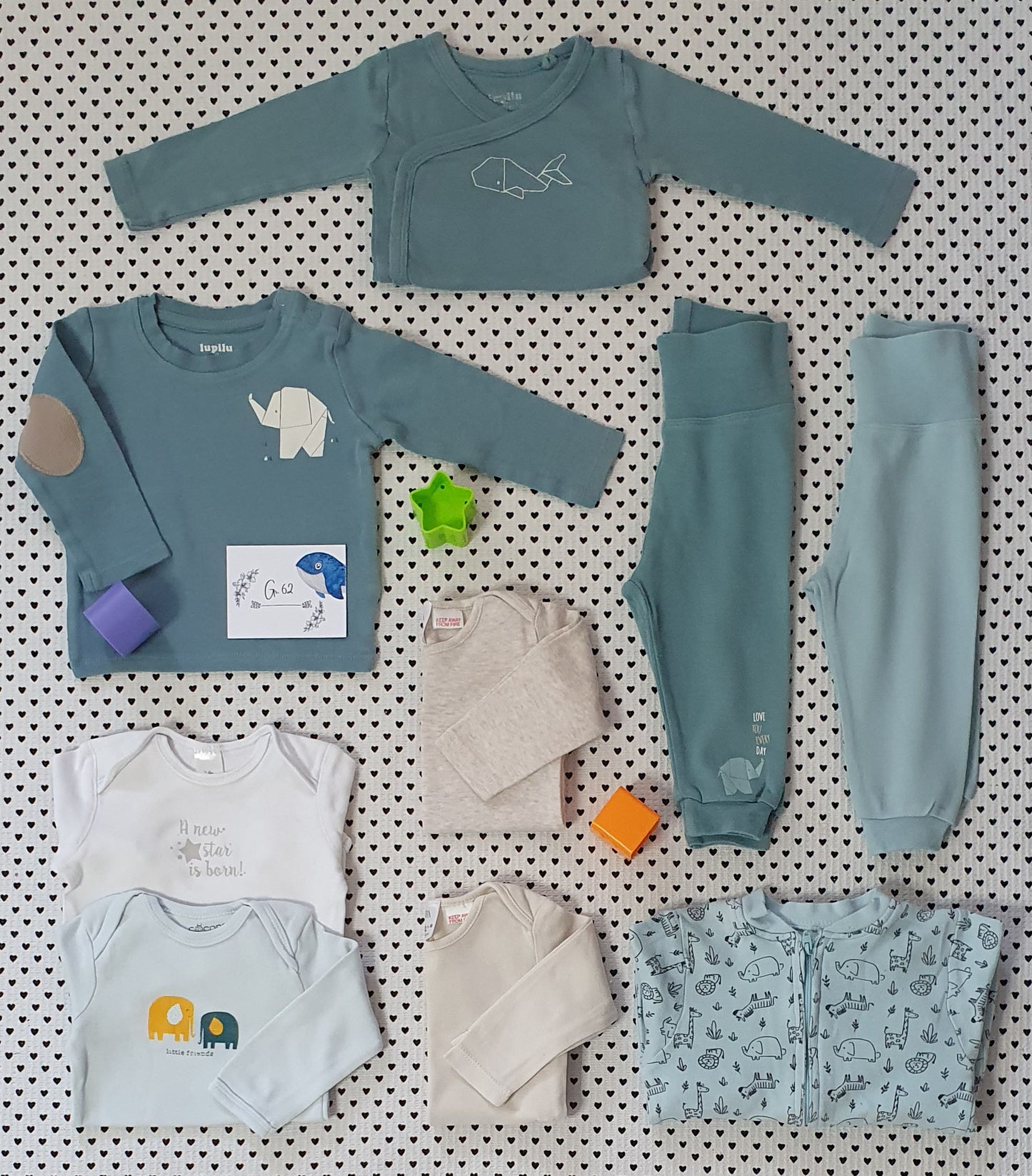 Minis Junge | 9-teiliges Kleiderset, Gr. 62