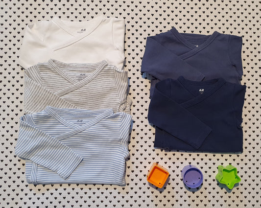 Minis Junge | Unisex | 5er-Pack: Wickelbodys Langarm von H&M, Gr. 62