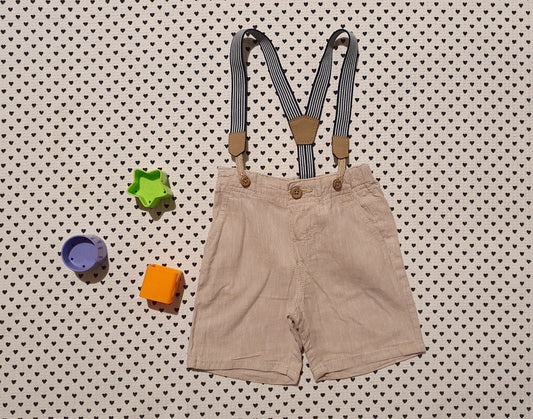 Minis Junge | Shorts aus Leinen mit Hosenträger, Gr. 74