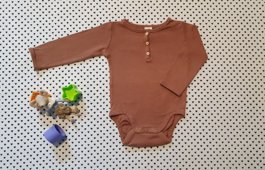 Minis Junge | Body Langarm, mit Henley Ausschnitt, von H&M, Gr. 74