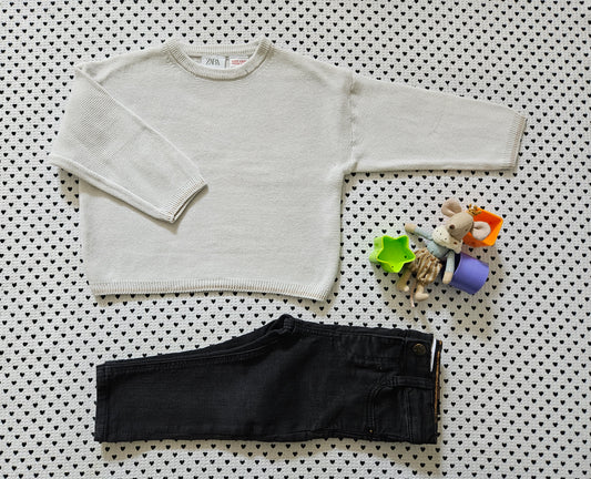 Minis Junge | Set: Strickpullover und Jeanshose von Zara, Gr. 80