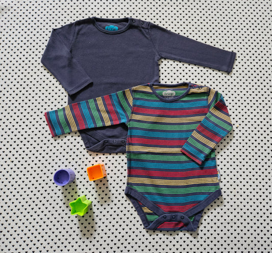 Minis Junge | 2er-Pack: Body Langarm von frugi, Gr. 80/86