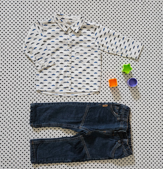 Minis Junge | Set: Hemd von H&M und Hose von Ergee, Gr. 80/86