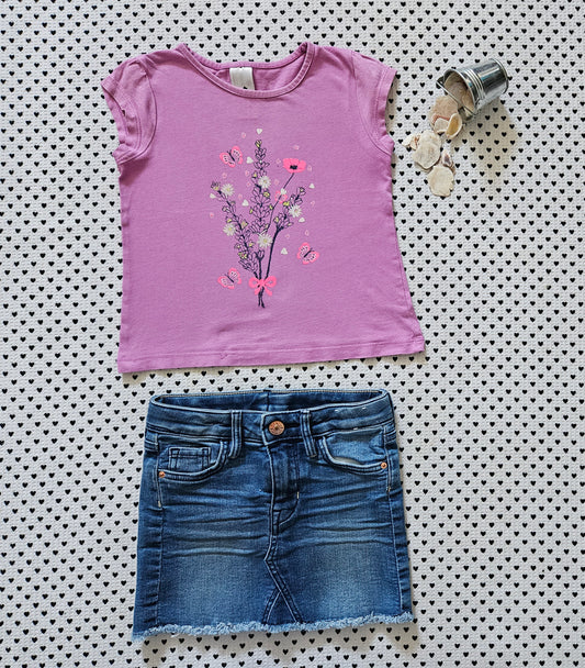 Kids | Mädchen | Set:  T-Shirt und Jeansrock, Gr. 104
