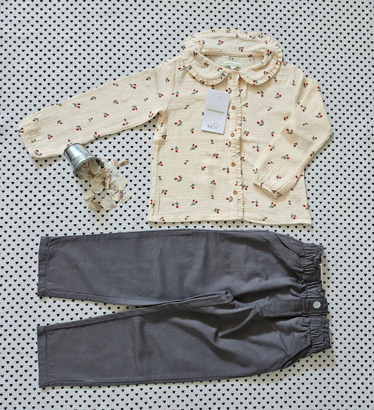 Kids | Mädchen | Set:  Bluse aus Musselin und Paperbag-Hose, Gr. 104