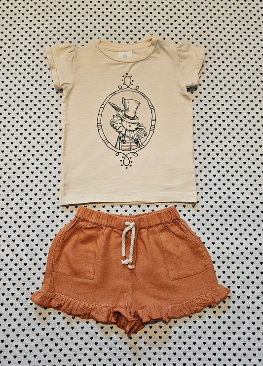 Minis Mädchen | Set: T-Shirt von En Fant und Shorts aus Musselin (Leinenmix) von Manor, Gr. 92
