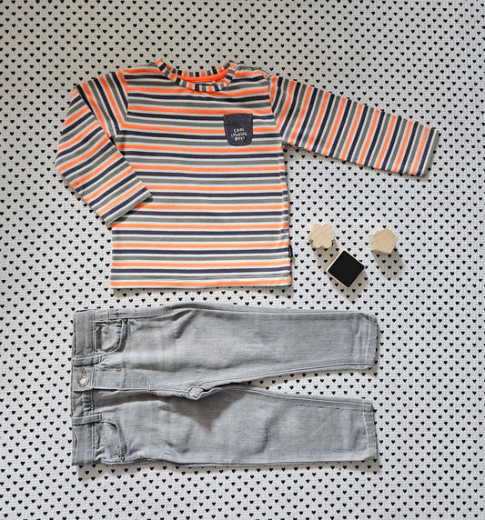 Minis Junge | Set: Langarmshirt von Staccato und Skinny-Jeans von Zara, Gr. 80/86