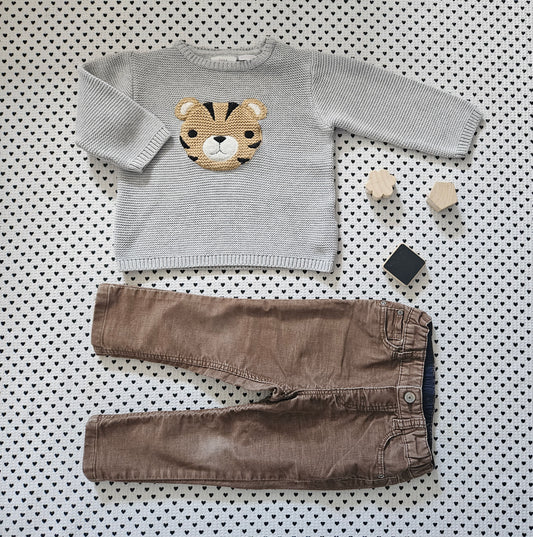 Minis Junge | Set: Strickpullover von Zara und Cordhose von H&M, Gr. 86