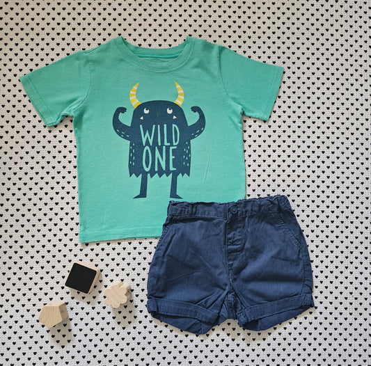 Minis Junge | Set: T-Shirt von Carter's und Shorts von H&M, Gr. 86
