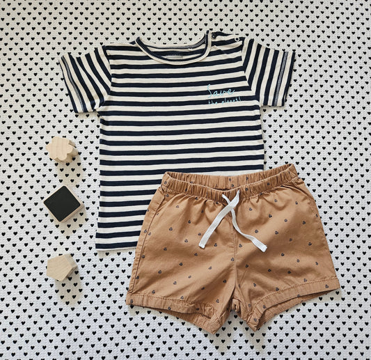 Minis Junge | Unisex | Set: T-Shirt von Staccato und Shorts von H&M, Gr. 86