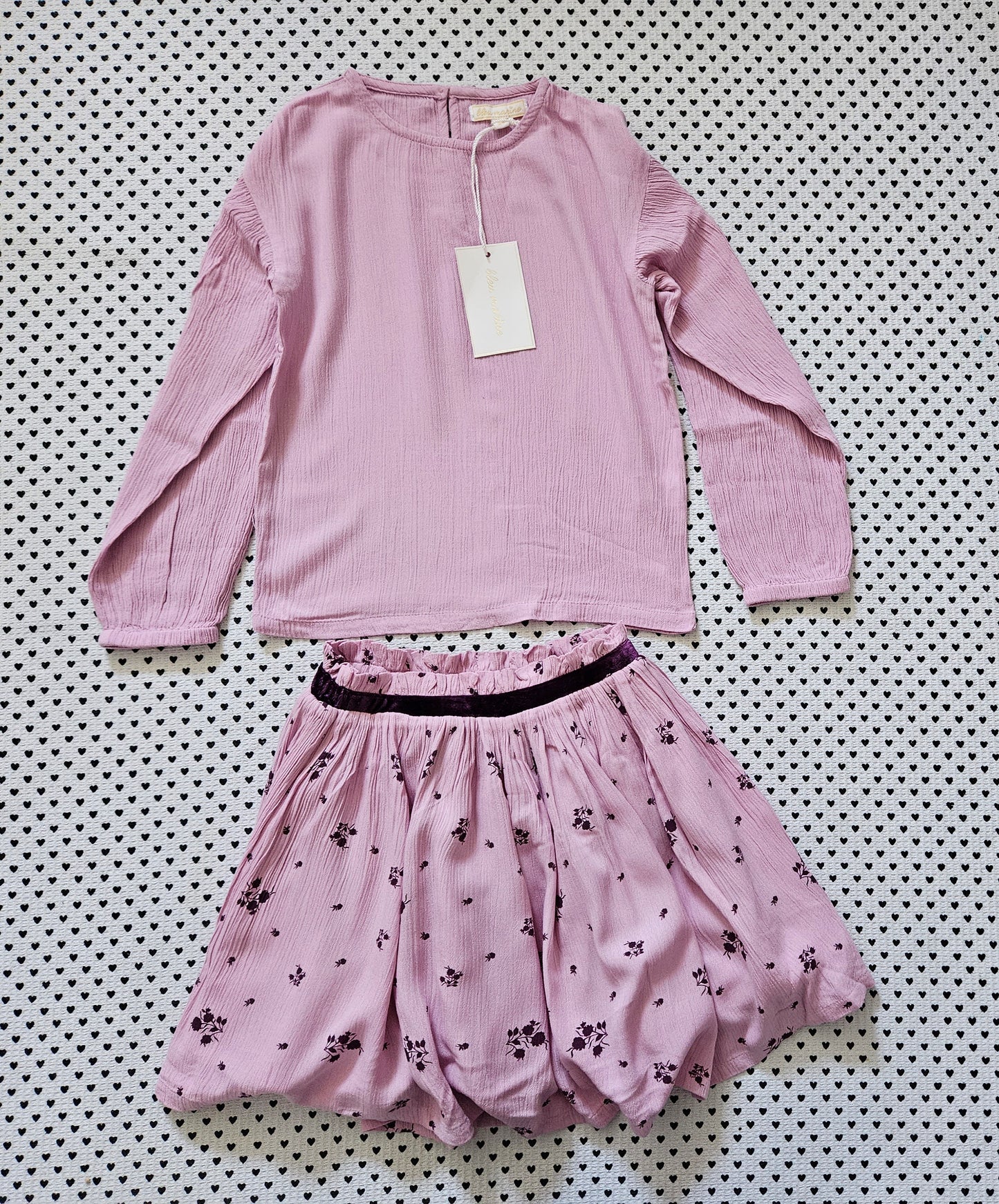 Kids | Mädchen | Set: Langarmshirt und Rock von Bleu Marine, NEU, Gr. 110/116