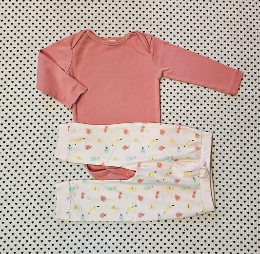 Minis Mädchen | Set: Body von Smile und Trainerhose von Name it, Gr. 74
