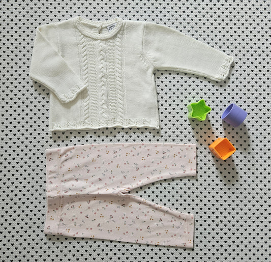 Minis Mädchen | Set: Strickpullover von Charanga und Leggings von Little Dutch, Gr. 68