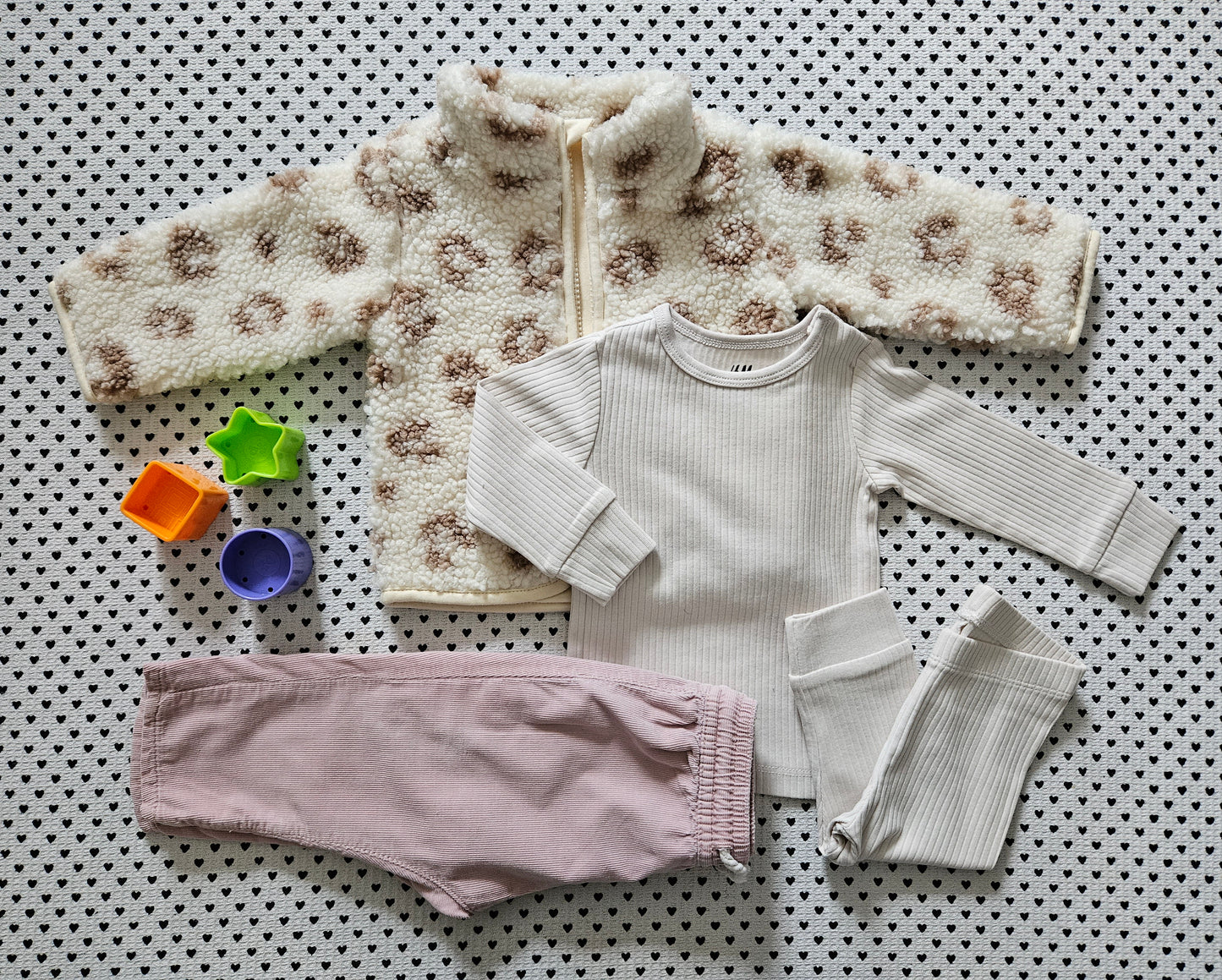 Minis Mädchen | 4-tlg. Set: Jacke, Langarmshirt, Leggings und Hose gefüttert, Gr. 68