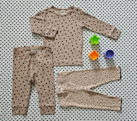 Minis Mädchen | 3-tlg. Set: Langarmshirt und 2x Leggings von H&M, Gr. 68