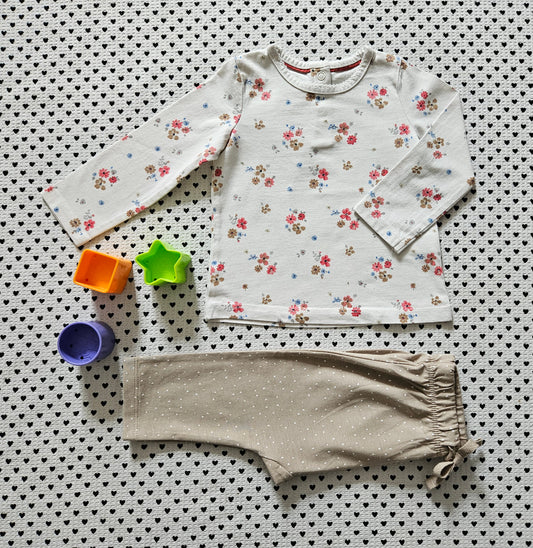 Minis Mädchen | Set: Langarmshirt von C&A und Trainerhose von H&M, Gr. 68