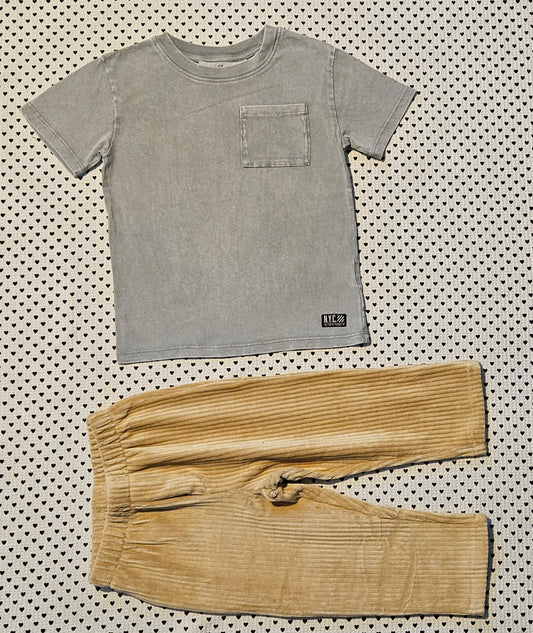 Kids | Junge | Set: T-Shirt von H&M und Cordhose von Zara, Gr. 98