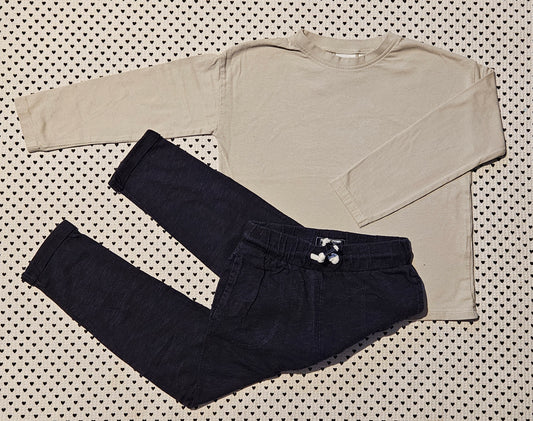 Kids | Junge | Unisex | Set: Langarmshirt von Zara und Trainerhose von Next, Gr. 104/110