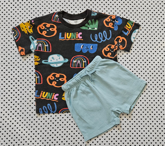 Kids | Junge | 2-tlg. Set: T-Shirt und Shorts von H&M, Gr. 98/104