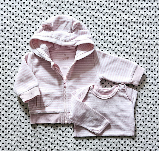 Minis Mädchen | 2-tlg. Set: Kapuzenjacke und Body (beides Naturaline), Gr. 56