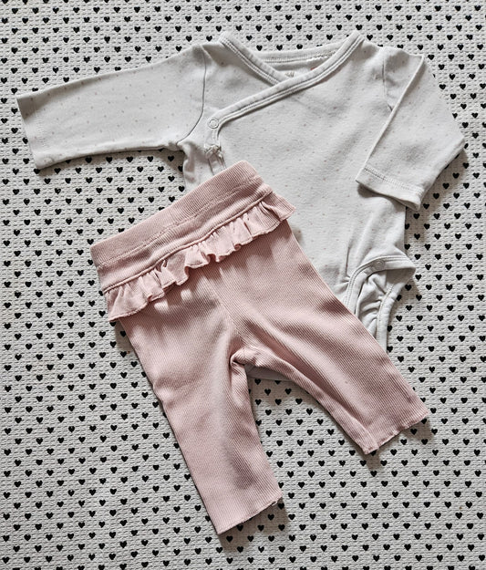 Minis Mädchen | 2-tlg. Set: Wickelbody (H&M) und Leggings (H&M), Gr. 56