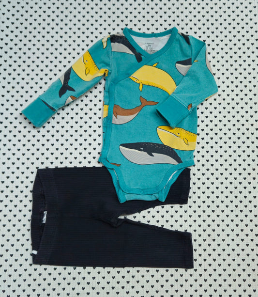 Minis Mädchen | Unisex | 2-tlg. Set: Wickelbody (Lindex) und Leggings (H&M), Gr. 62