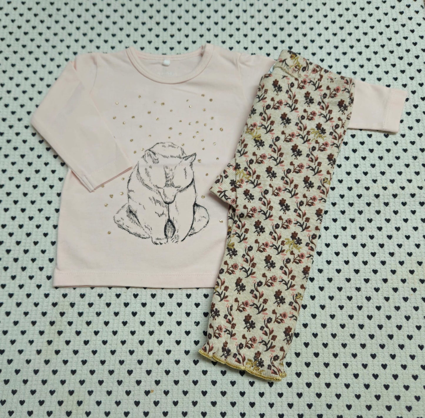 Minis Mädchen | 2-tlg. Set: Langarmshirt (Name It und Leggings (Hust & Claire), Gr. 56/62