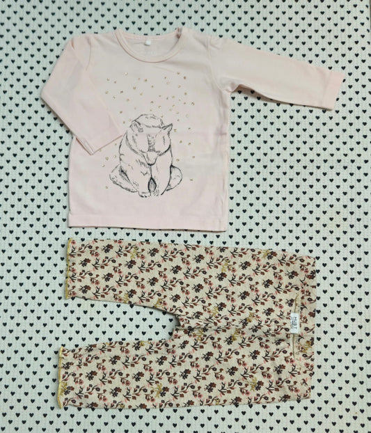 Minis Mädchen | 2-tlg. Set: Langarmshirt (Name It und Leggings (Hust & Claire), Gr. 56/62