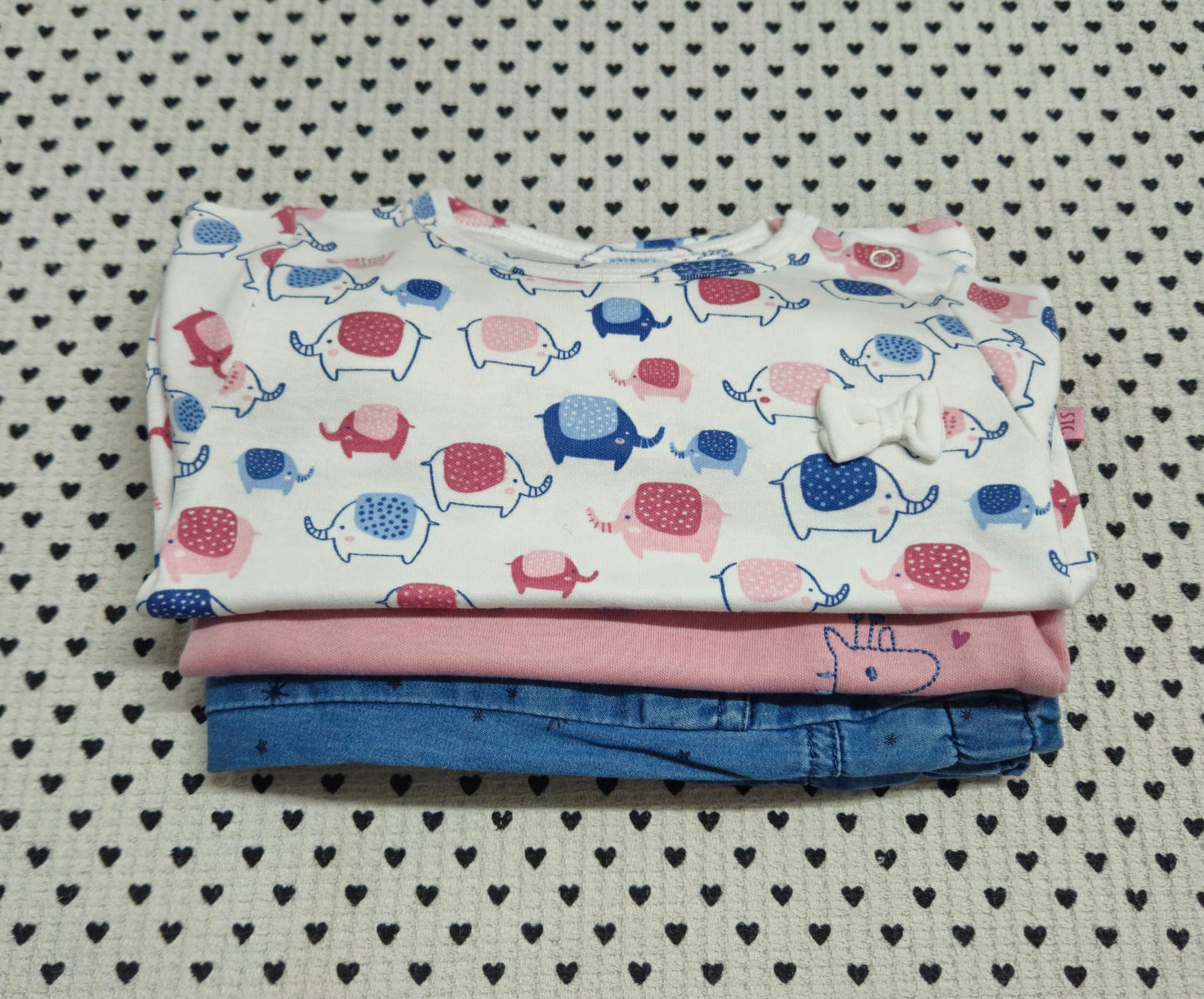 Minis Mädchen | 3-tlg. Set: 2x Langarmshirt (Staccato), gefütterte Jeanshose (Tom Tailor), Gr. 62