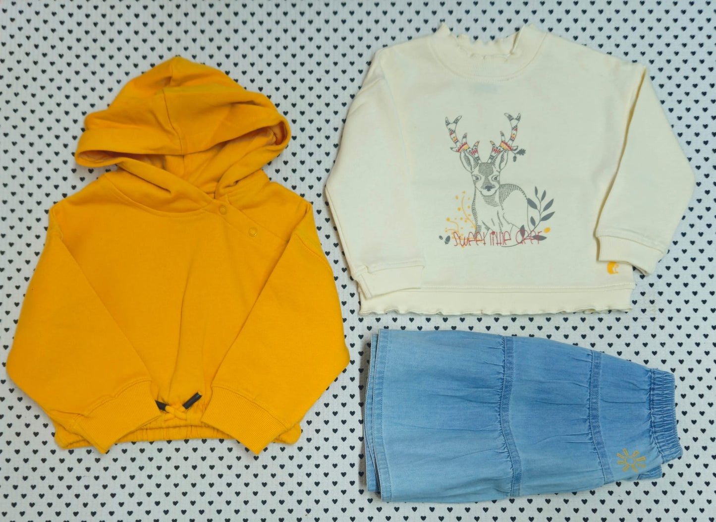 Minis Mädchen | 3-tlg. Set: Kapuzenpullover, Pullover und Jupe/Rock (Naturaline), Gr. 80