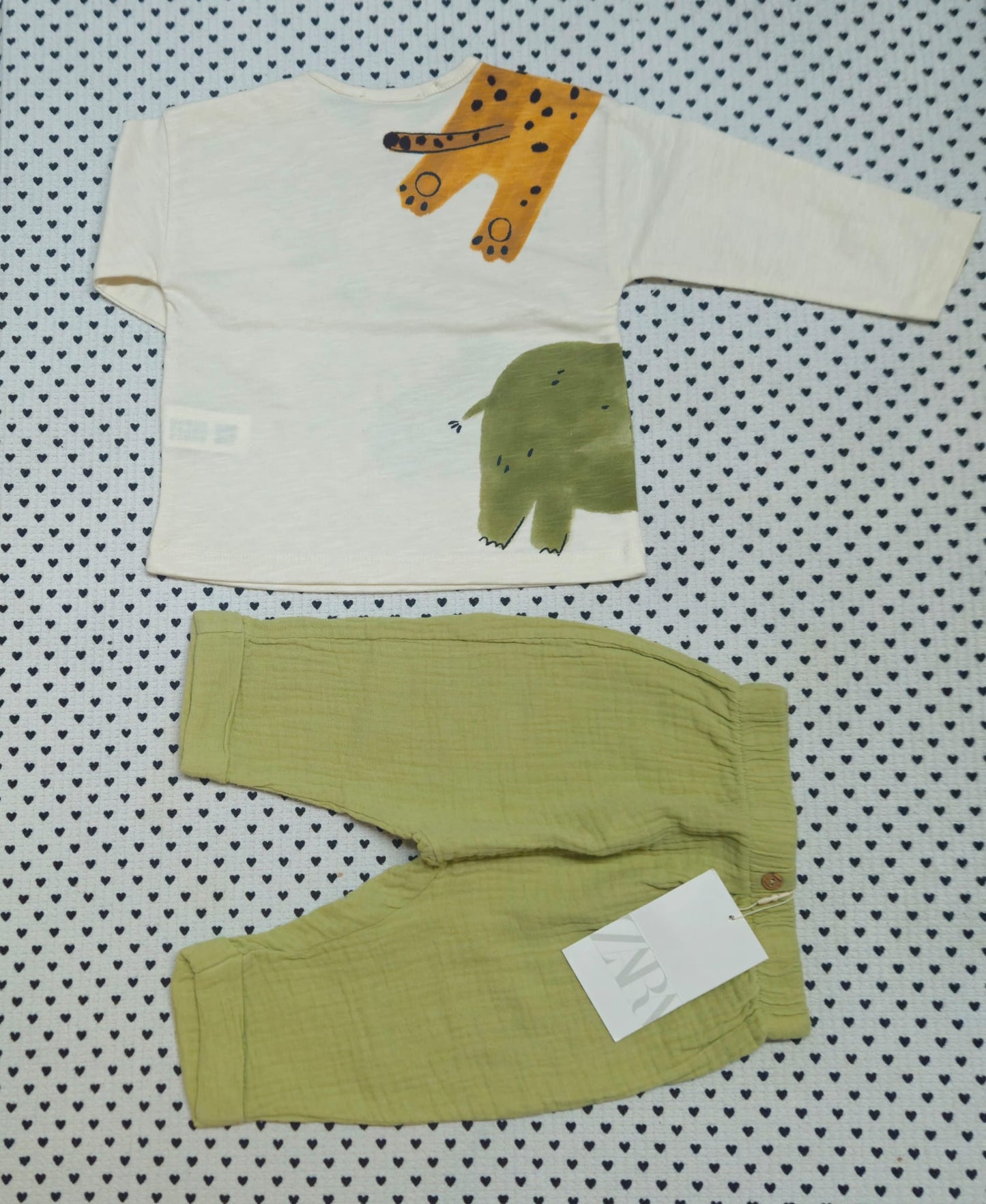 Minis Junge | Unisex | 2-tlg. Set: Langarmshirt und Musselinhose (Zara), Gr. 68