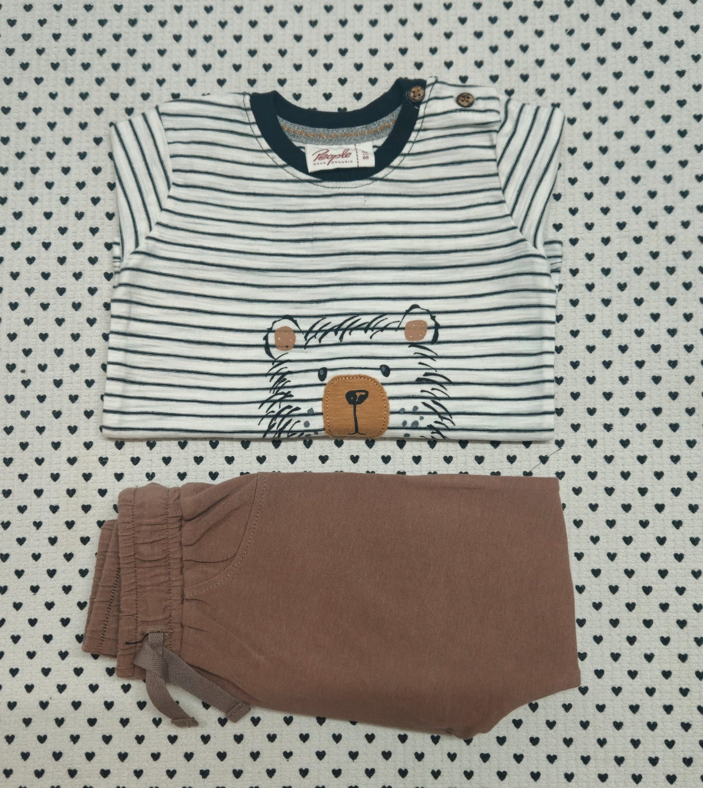 Minis Junge | Unisex | 2-tlg. Set: Langarmshirt (People Wear Organic), Trainerhose (Müsli), Gr. 68