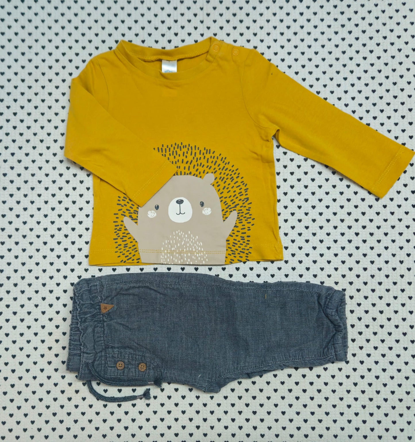Minis Junge | Unisex | 2-tlg. Set: Langarmshirt (C&A), Hose gefüttert (H&M), Gr. 68