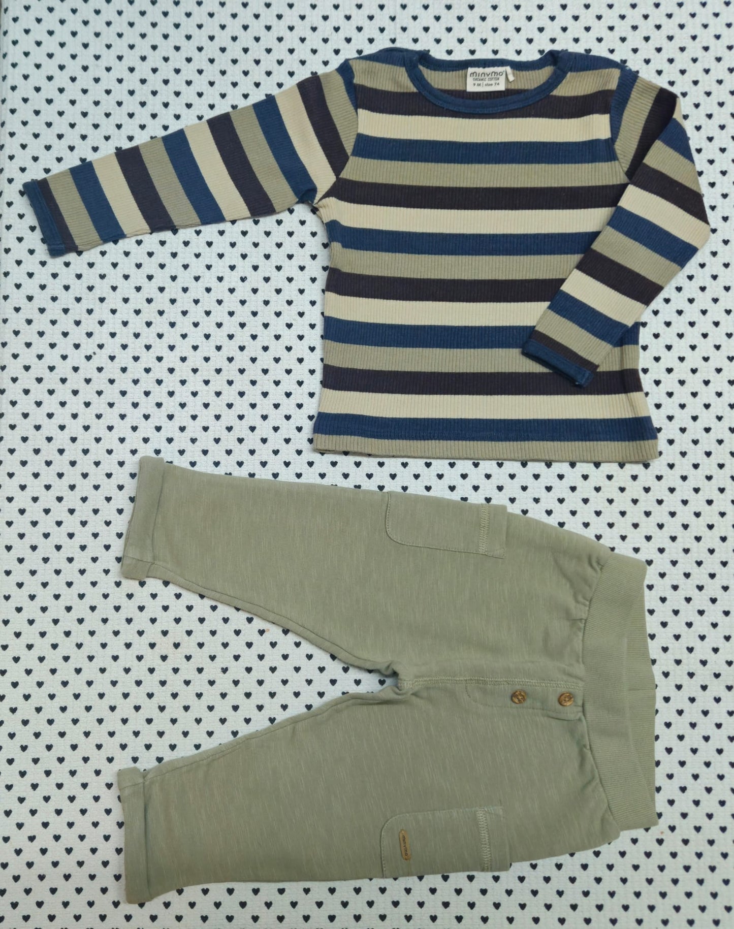Minis Junge | Unisex | 2-tlg. Set: Langarmshirt und Trainerhose (Minymo), Gr. 74