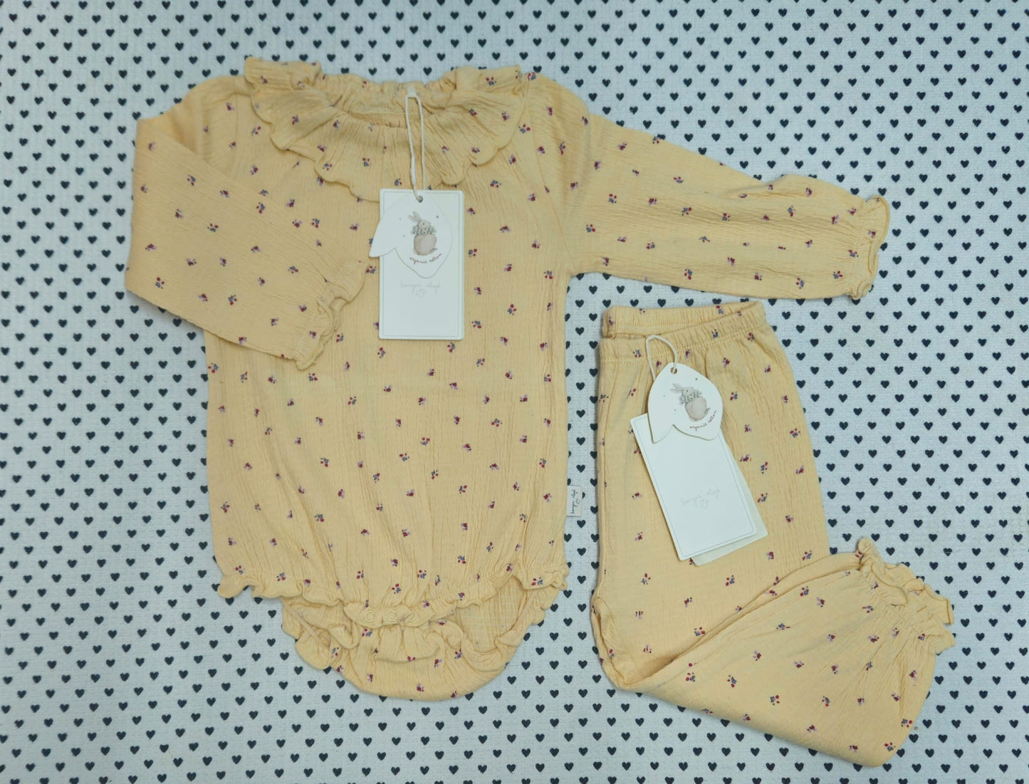 Minis Mädchen | 2-tlg. Set: Musselinbody und Musselinhose (Konges sløjd), Gr. 80/86