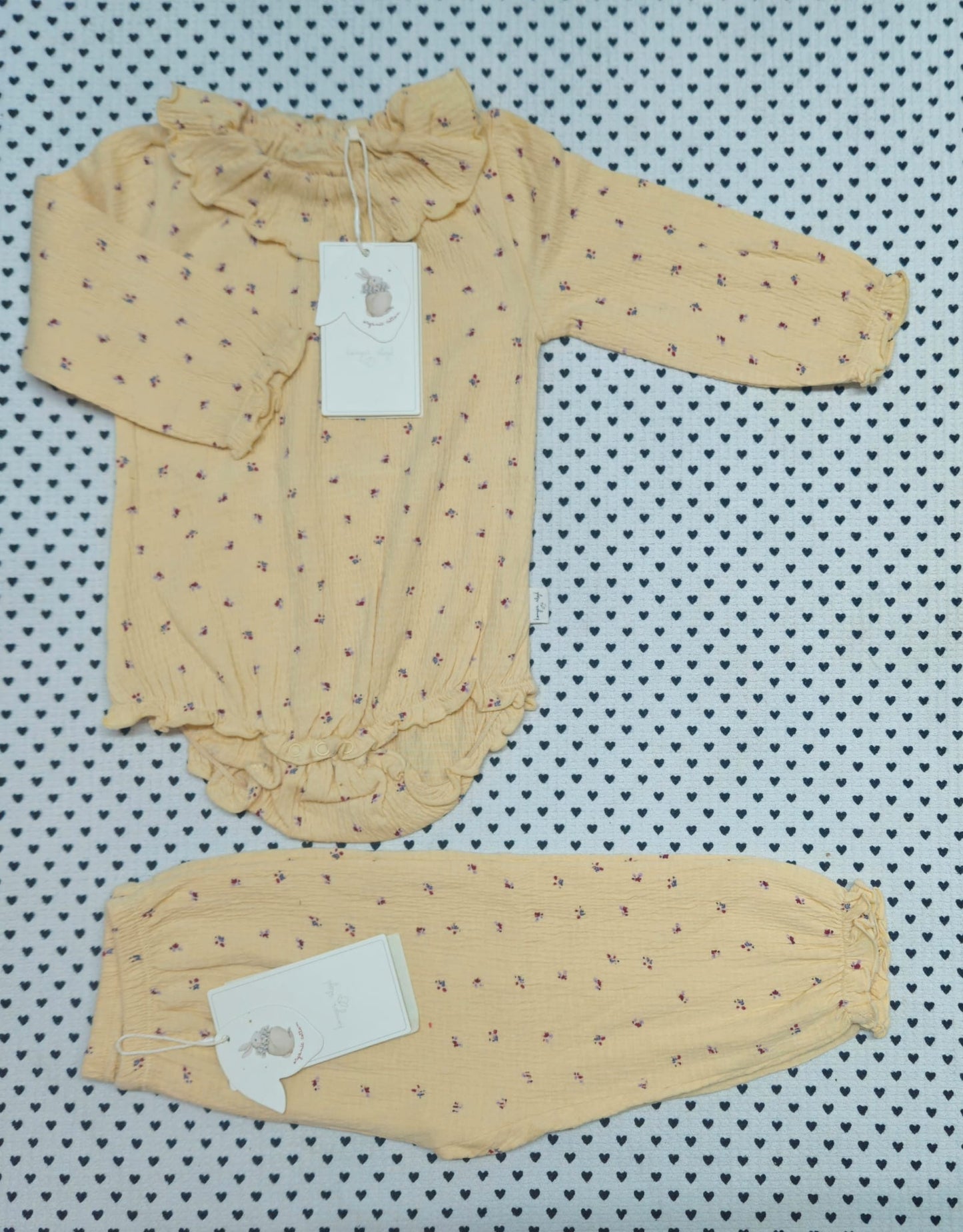 Minis Mädchen | 2-tlg. Set: Musselinbody und Musselinhose (Konges sløjd), Gr. 80/86