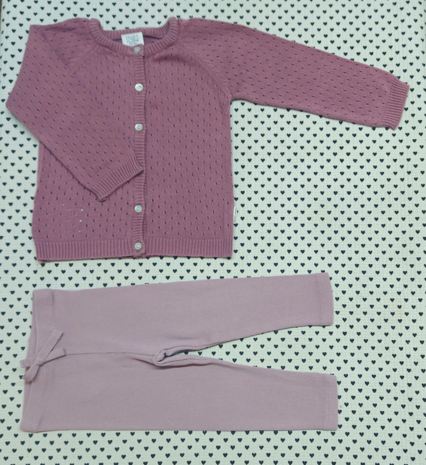 Minis Mädchen | 2-tlg. Set: Strickjacke (Hust & Claire) und Leggings (Zara), Gr. 80/86