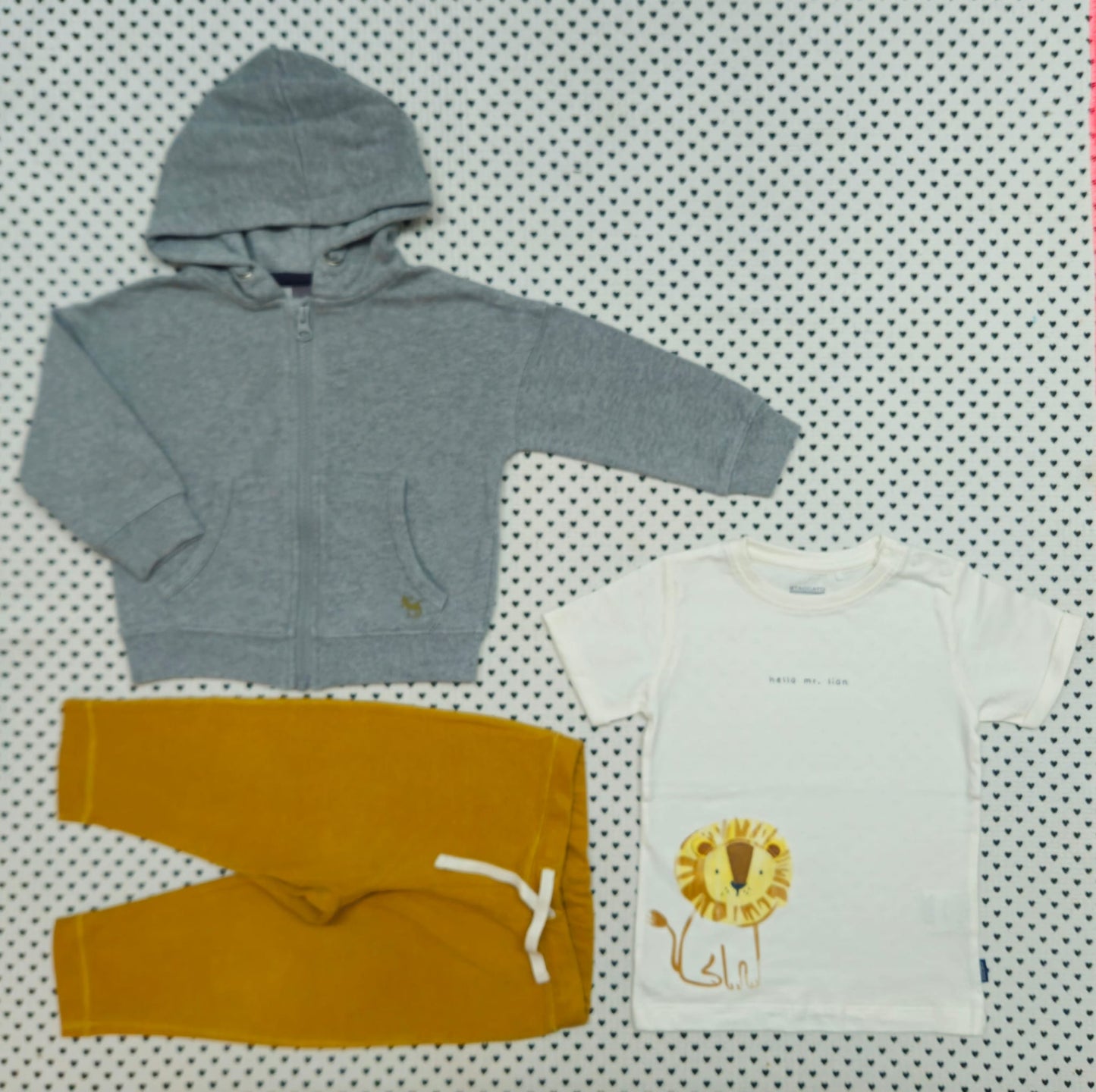 Minis Junge | 3-tlg. Set: T-Shirt (Staccato), Kapuzenjacke (Naturaline), Trainerhose (Gray Label), Gr. 80/86